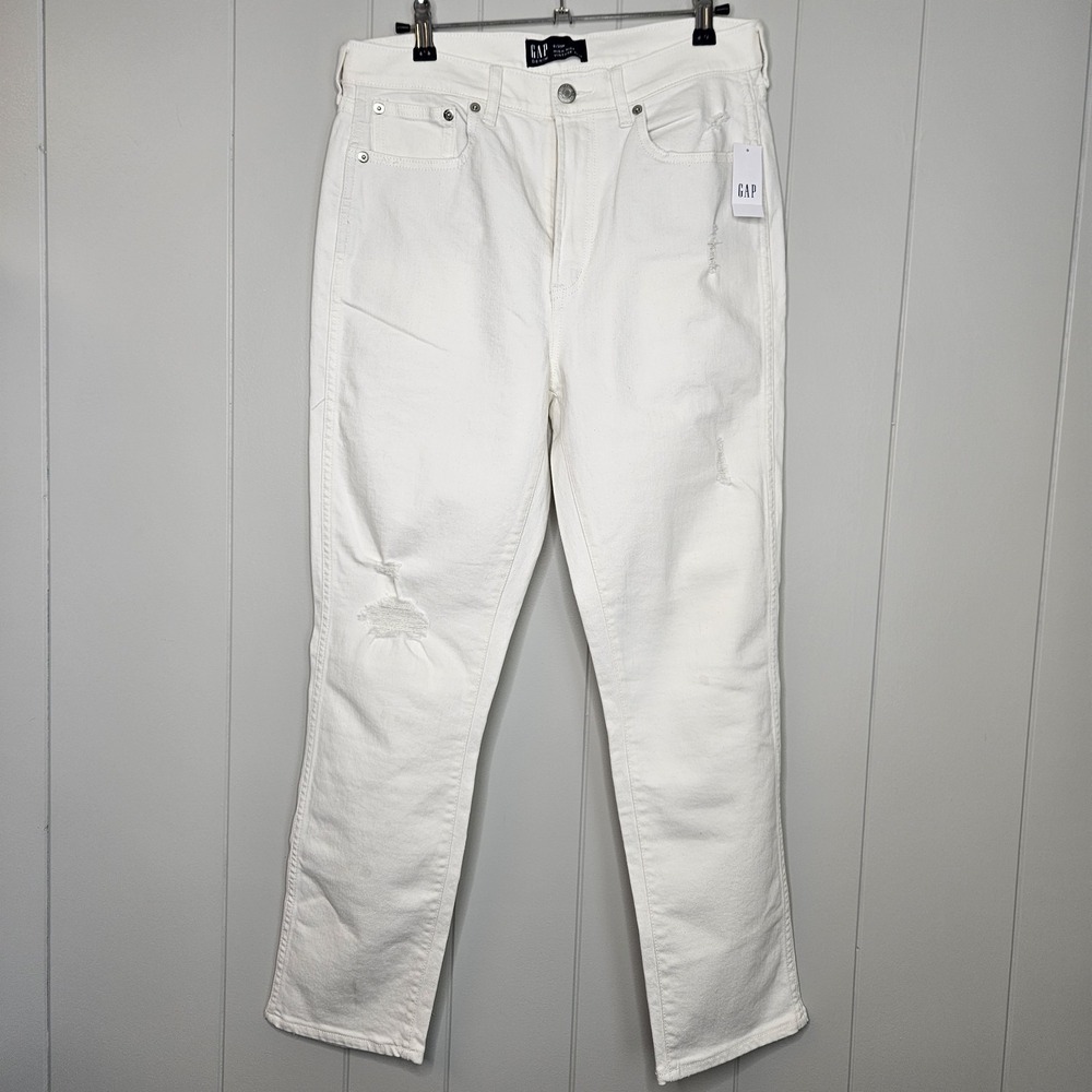 NWT Gap White Denim Jeans Distressed Size 8/29 Regular